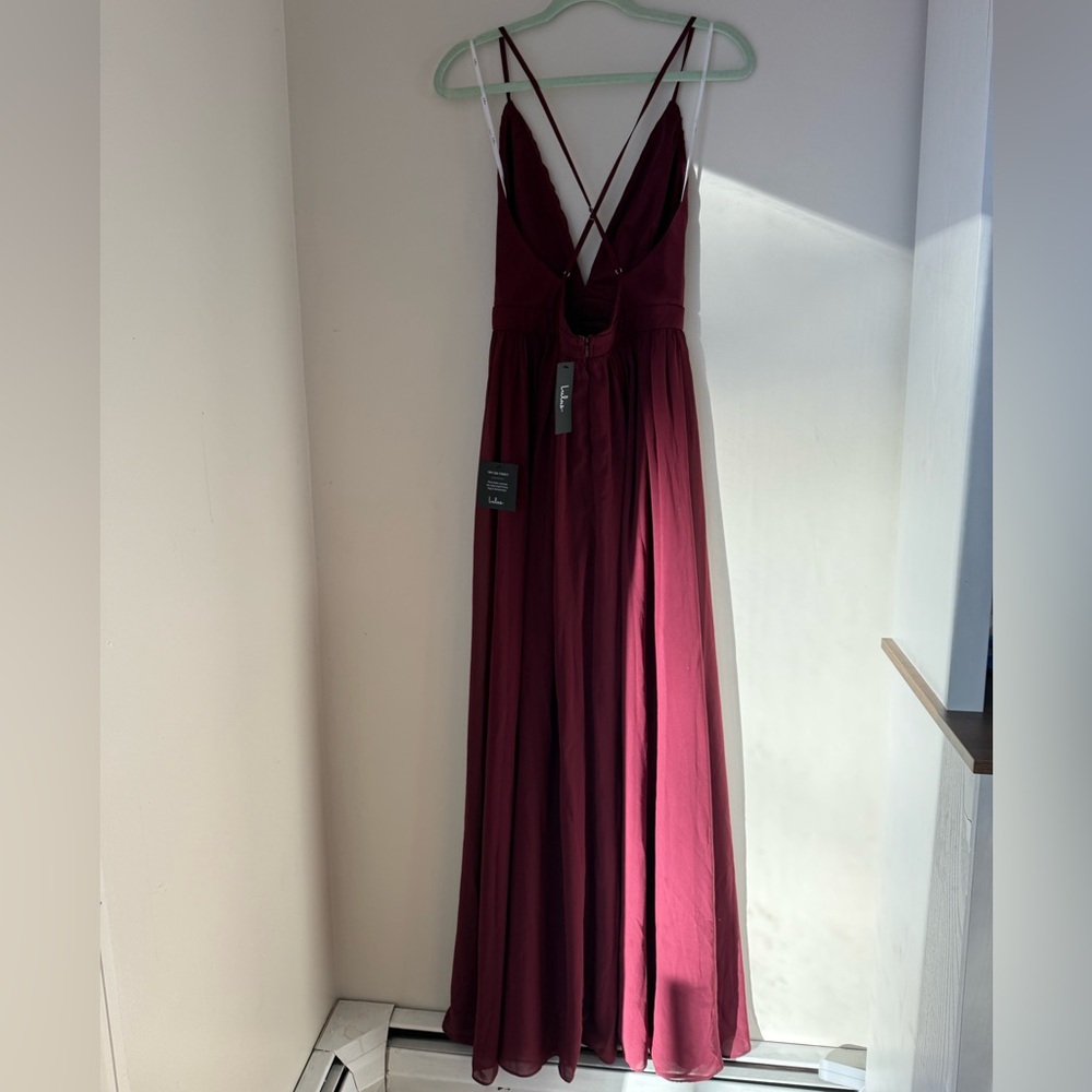 Lulu's NWT- Ballroom Bliss Burgundy Pleated Maxi Dress - Picture 3 of 6